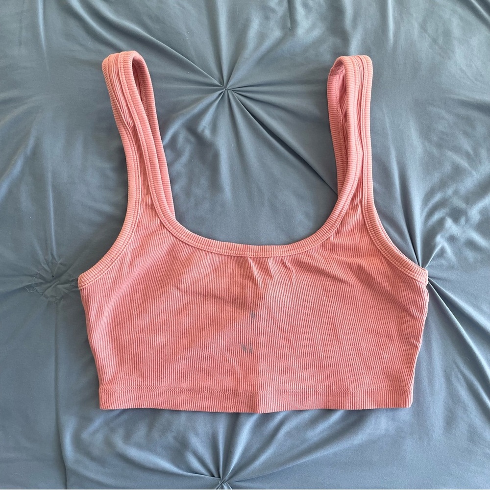 Zara Women's Pink Ribbed Crop Top